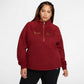 Blusa de lã Nike Sportswear Shine com zíper e zíper 1/2 feminino plus size, vermelha, tamanho 2X