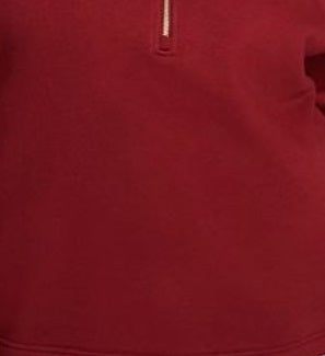 Blusa de lã Nike Sportswear Shine com zíper e zíper 1/2 feminino plus size, vermelha, tamanho 2X