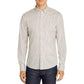 Camisa masculina Michael Kors com listras finas e botões cinza, tamanho XX-G