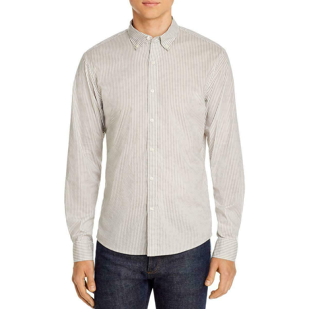 Camisa masculina Michael Kors com listras finas e botões cinza, tamanho XX-G