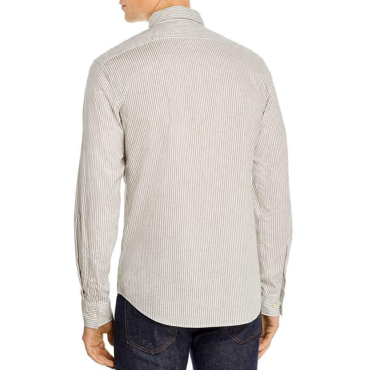 Camisa masculina Michael Kors com listras finas e botões cinza, tamanho XX-G