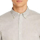 Camisa masculina Michael Kors com listras finas e botões cinza, tamanho XX-G