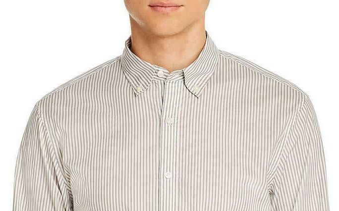 Camisa masculina Michael Kors com listras finas e botões cinza, tamanho XX-G