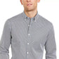 Camisa masculina Michael Kors com listras finas e botões, cinza, tamanho pequeno