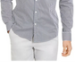 Camisa masculina Michael Kors com listras finas e botões, cinza, tamanho pequeno