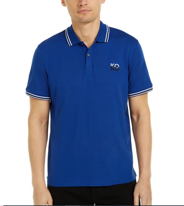 Camisa polo masculina Michael Kors de algodão piqué azul-claro, tamanho grande