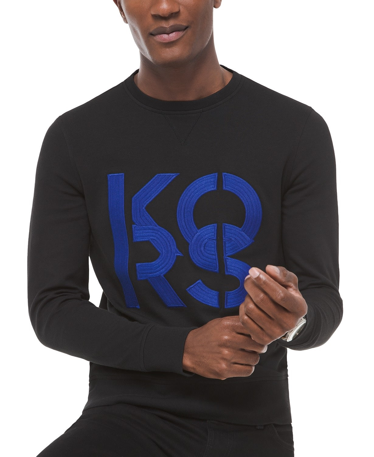 Moletom com logo empilhado masculino Michael Kors, preto, tamanho extra grande