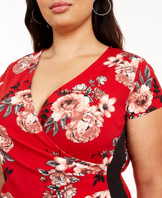Vestido estampado plus size da Almost Famous para mulheres, vermelho, tamanho 3X