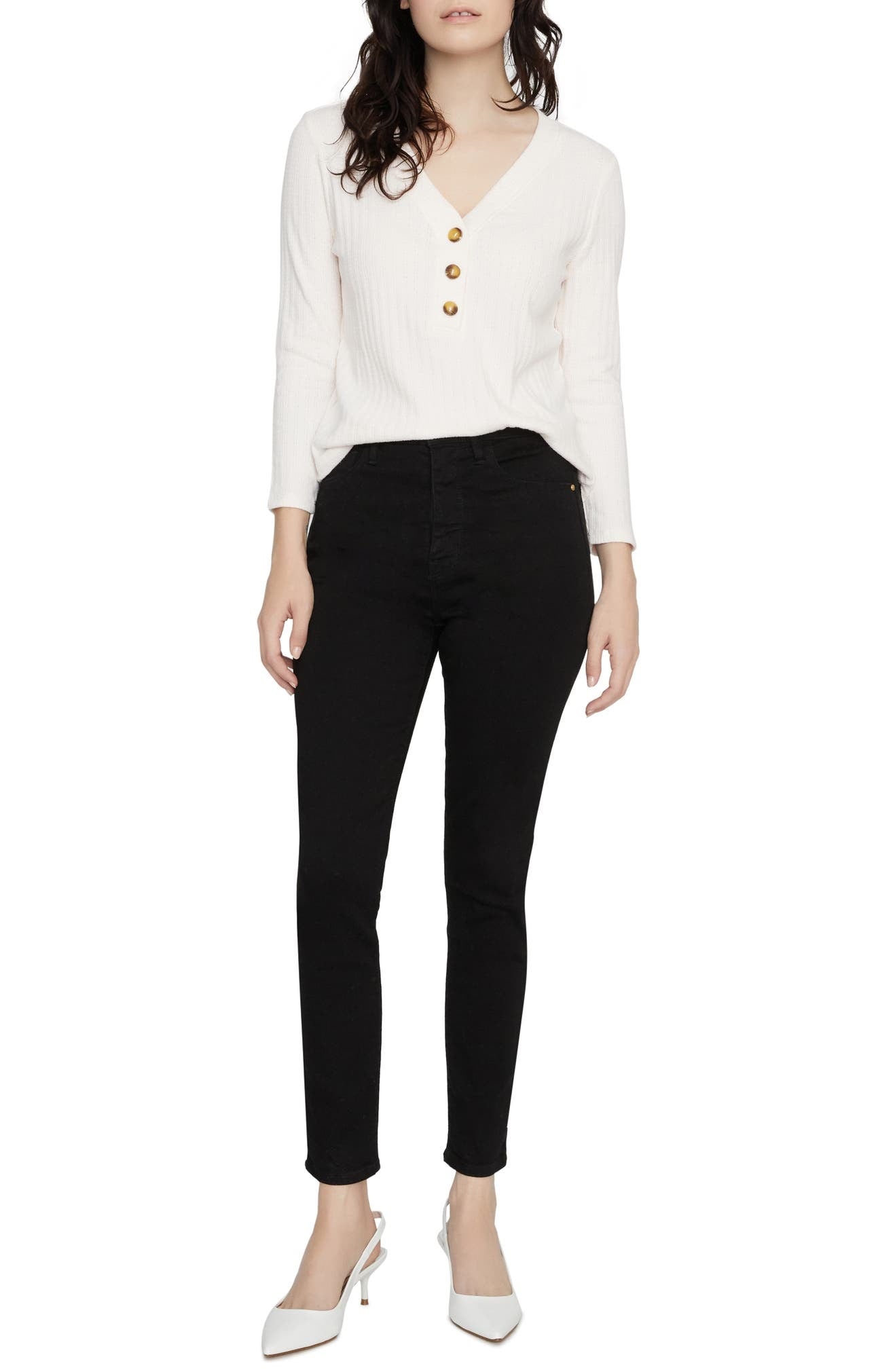 Blusa Aiden Feminina Sanctuary com Botões, Marfim, Tamanho Médio