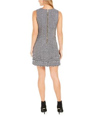 Vestido Calvin Klein Feminino Petite Fringe Tweed Shift Cinza Médio Tamanho 8