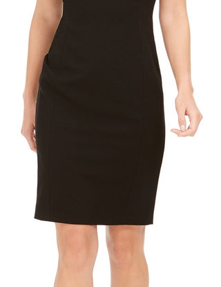 Vestido curto Calvin Klein feminino com acabamento em pérolas e detalhes em pérolas, preto, tamanho 8 P