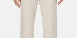 Calça de linho texturizada com frente lisa masculina Cubavera, bege escuro, tamanho 46x30