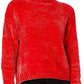 Suéter feminino Sanctuary de gola falsa em chenille, vermelho brilhante, tamanho pequeno