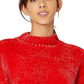 Suéter feminino Sanctuary de gola falsa em chenille, vermelho brilhante, tamanho pequeno