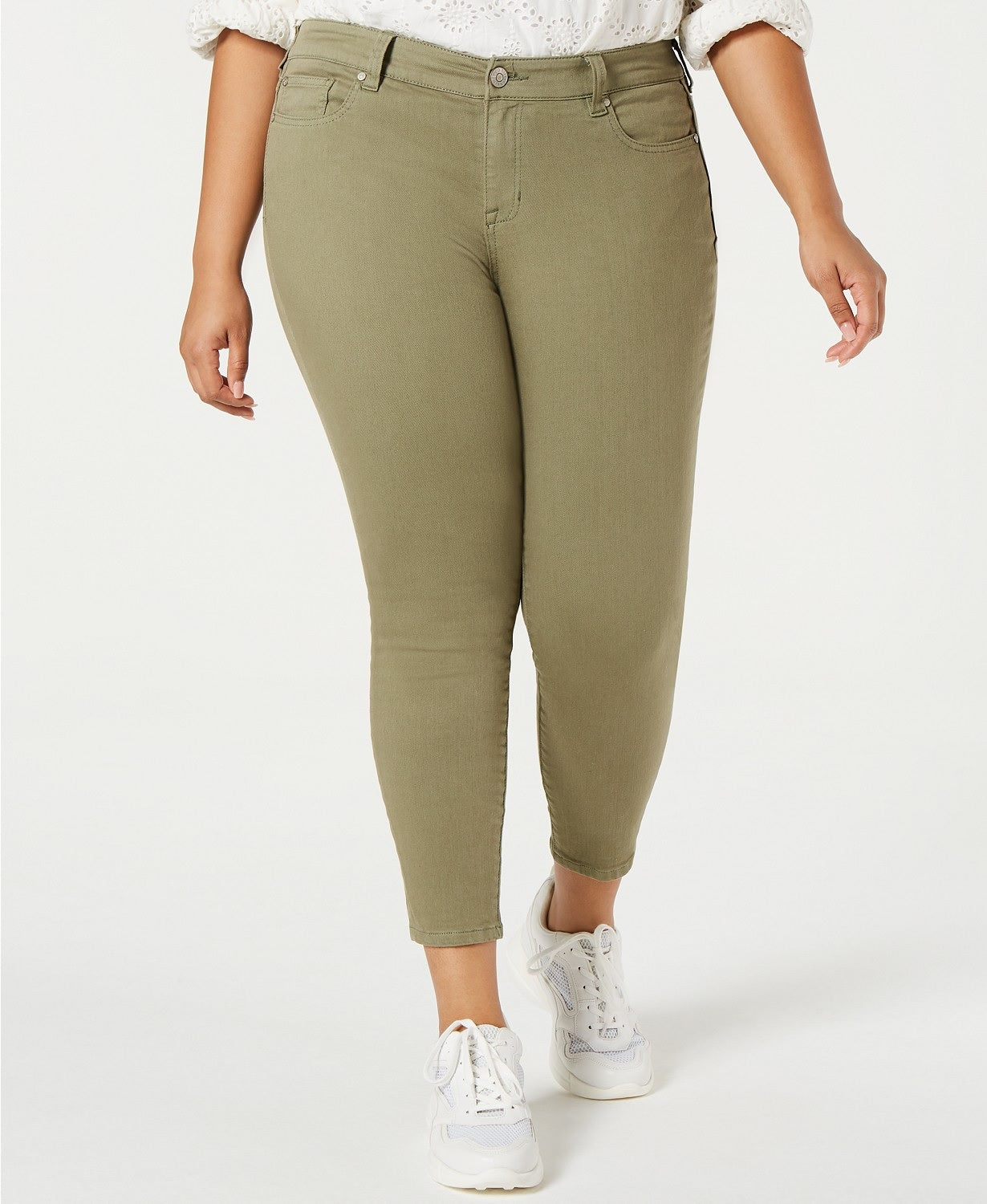 Calça jeans skinny plus size feminina rosa celebridade, verde, tamanho 20W