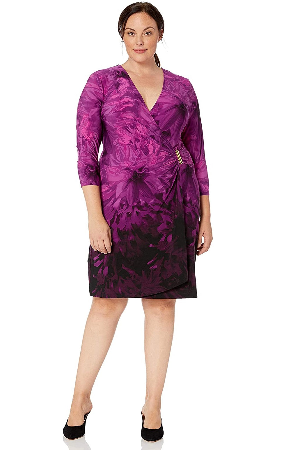 Vestido envelope Calvin Klein feminino plus size, manga três quartos, rosa, tamanho 20 W