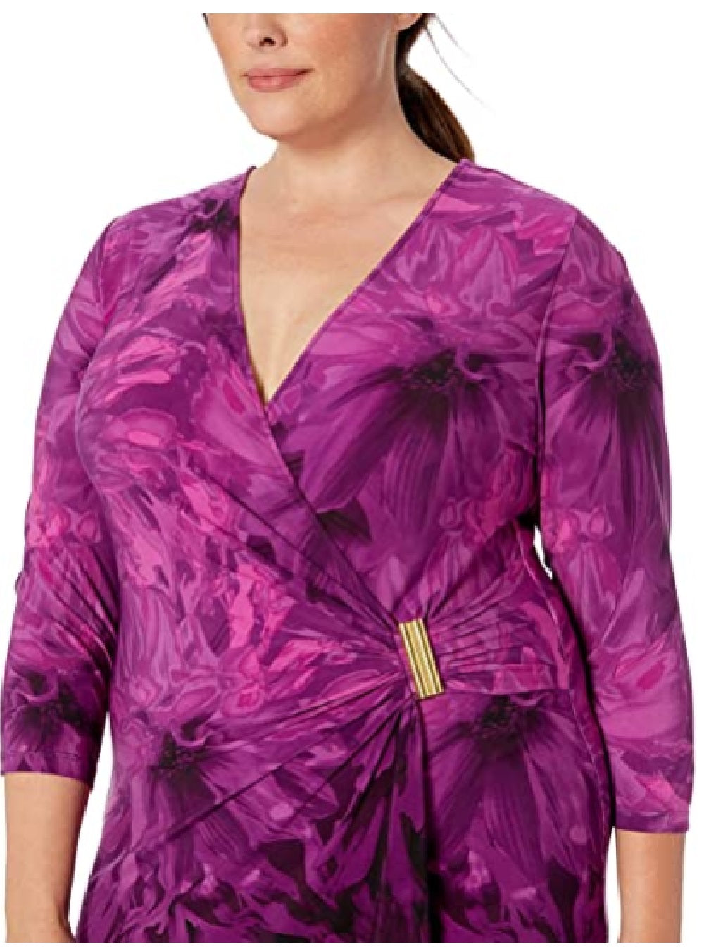 Vestido envelope Calvin Klein feminino plus size, manga três quartos, rosa, tamanho 20 W