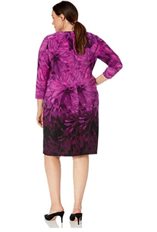 Vestido envelope Calvin Klein feminino plus size, manga três quartos, rosa, tamanho 20 W
