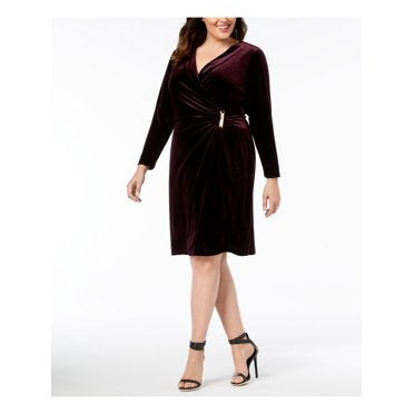 Vestido tubinho de veludo plus size Calvin Klein feminino roxo tamanho 14W