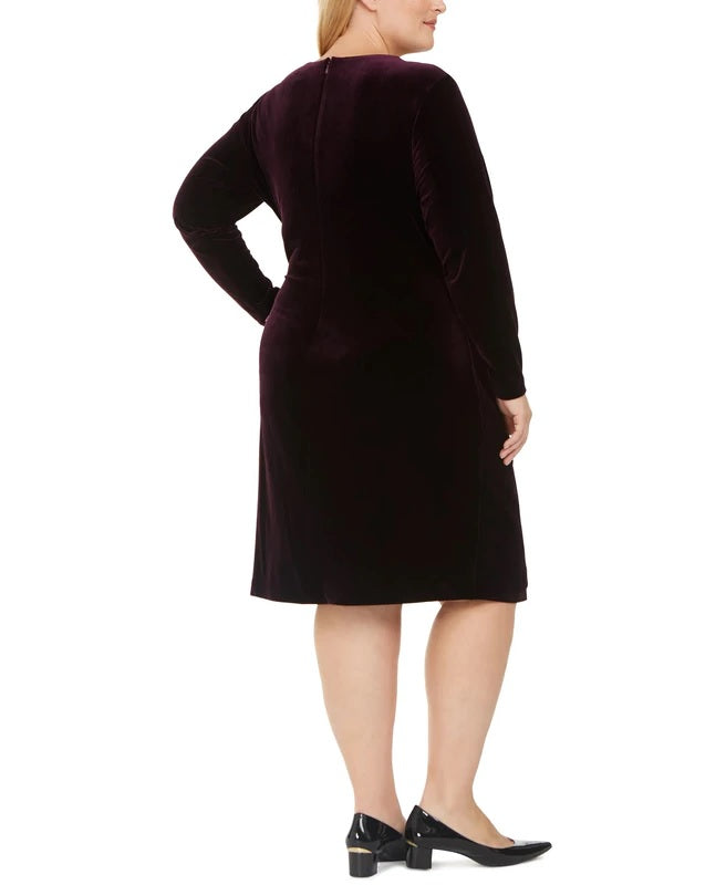 Vestido tubinho de veludo plus size Calvin Klein feminino roxo tamanho 14W