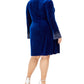 Vestido Calvin Klein Plus Size Feminino de Veludo com Manga Sino e Brilho Azul Tamanho 18W