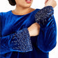 Vestido Calvin Klein Plus Size Feminino de Veludo com Manga Sino e Brilho Azul Tamanho 18W