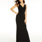 Vestido longo feminino com decote em V e recorte, preto, tamanho pequeno, da Emerald Sundae Juniors