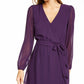 Q+A Los Angeles Vestido midi de chiffon com manga balão para mulheres, roxo, tamanho grande