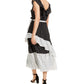 Vestido longo com estampa de bolinhas e efeito envelope, preto, tamanho extrapequeno