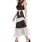 Vestido longo com estampa de bolinhas e efeito envelope, preto, tamanho extrapequeno
