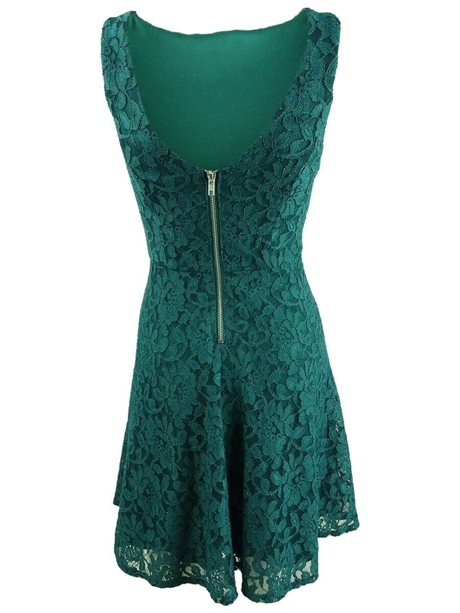 Vestido sem mangas com ajuste e abertura nas costas, verde, tamanho extra pequeno, para juniores sem mangas