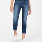 Calça jeans skinny cropped com punho Indigo Rein Juniors, azul médio, tamanho 1
