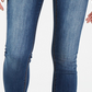 Calça jeans skinny cropped com punho Indigo Rein Juniors, azul médio, tamanho 1