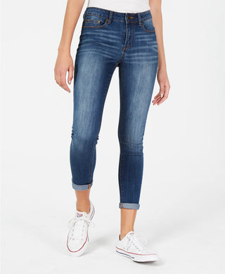Calça jeans skinny cropped com punho Indigo Rein Junior, azul, tamanho 1
