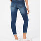 Calça jeans skinny cropped com punho Indigo Rein Junior, azul, tamanho 1