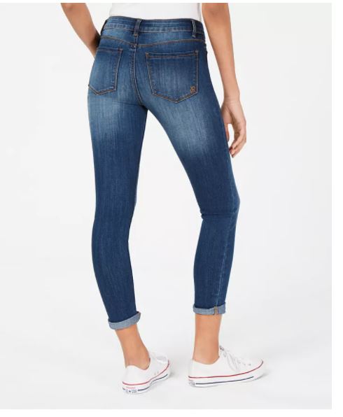 Calça jeans skinny cropped com punho Indigo Rein Junior, azul, tamanho 1