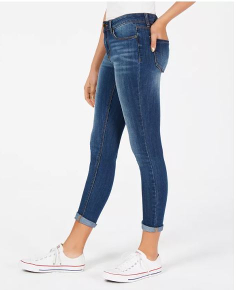 Calça jeans skinny cropped com punho Indigo Rein Junior, azul, tamanho 1