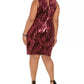 Vestido tubinho de veludo com lantejoulas e lantejoulas, plus size, moderno, feminino, vermelho, tamanho 16