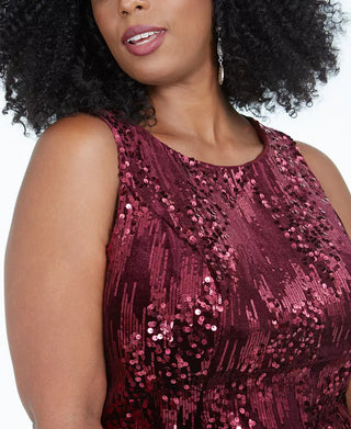 Vestido tubinho de veludo com lantejoulas e lantejoulas, plus size, moderno, feminino, vermelho, tamanho 16