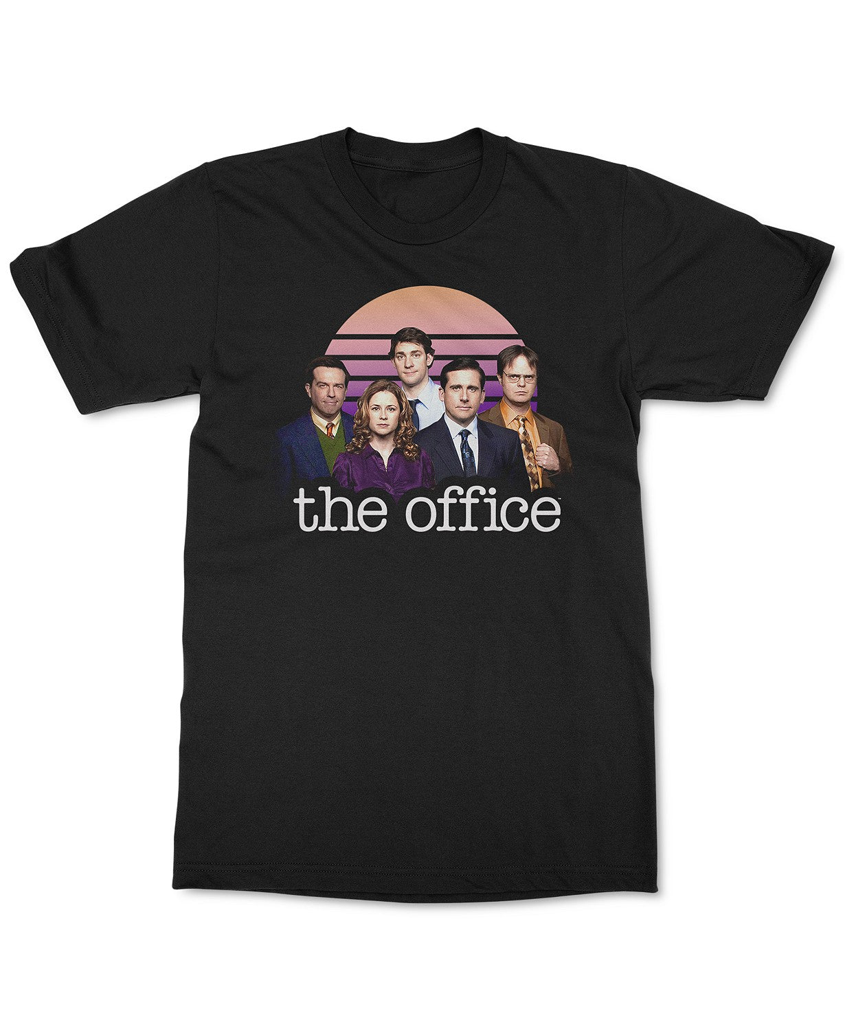 Camiseta gráfica masculina The Office Retro Sun Cast, preta, tamanho grande