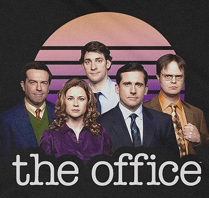 Camiseta gráfica masculina The Office Retro Sun Cast, preta, tamanho grande