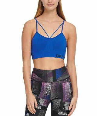 Sutiã esportivo feminino DKNY Sport com alças sem costura e baixo impacto, verde, tamanho médio