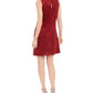 Vestido feminino Donna Ricco de camurça sintética, vermelho escuro, tamanho 6