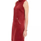 Vestido feminino Donna Ricco de camurça sintética, vermelho escuro, tamanho 6