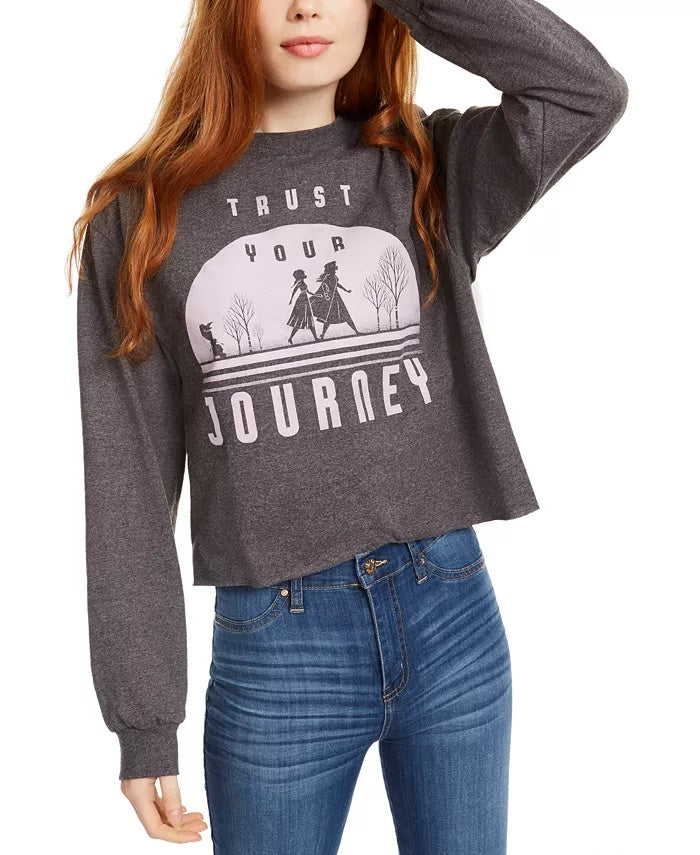Camiseta gráfica de manga comprida Disney Junior Frozen Journey da Mad Engine, tamanho P, cinza escuro