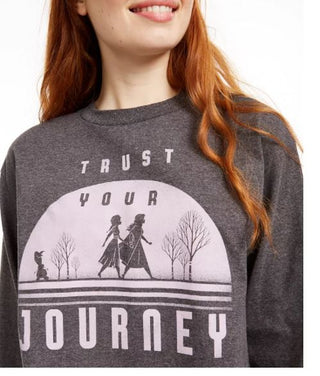 Camiseta gráfica de manga comprida Disney Junior Frozen Journey da Mad Engine, tamanho P, cinza escuro