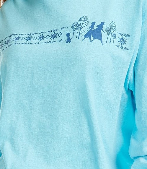 Camiseta feminina Frozen da Disney Juniors, azul, tamanho extra grande