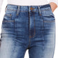 Calça jeans feminina Avery de cintura alta com detalhe de costura azul Sts Blue, tamanho 27