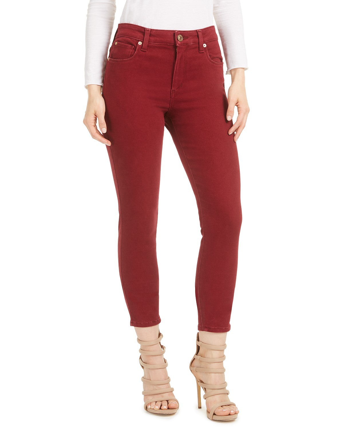 Calça jeans skinny feminina STS Blue Ellie de cintura alta, vermelha escura, tamanho 30