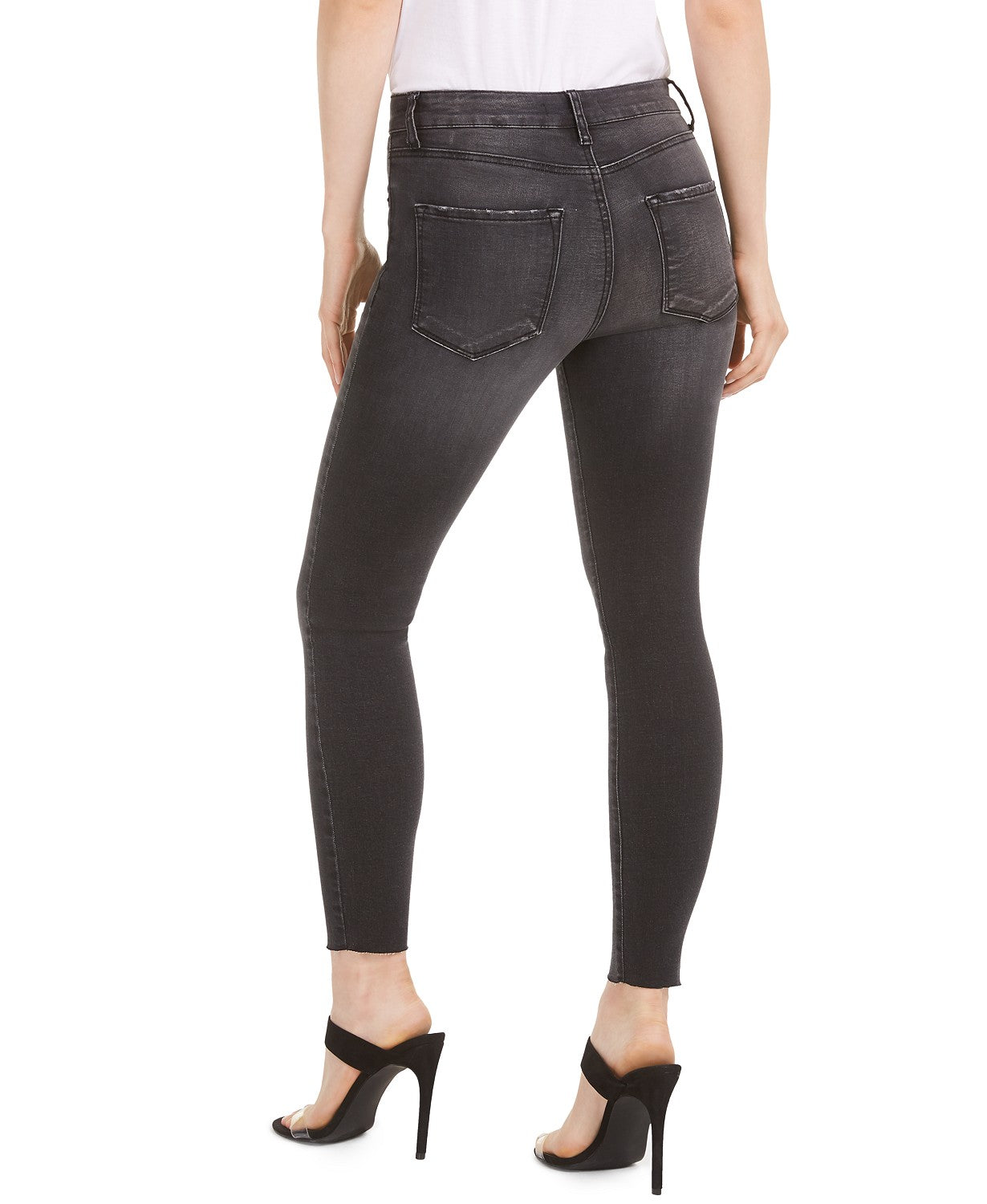 Calça jeans skinny feminina STS Blue Brie de cintura alta e bainha crua, preta, tamanho 29